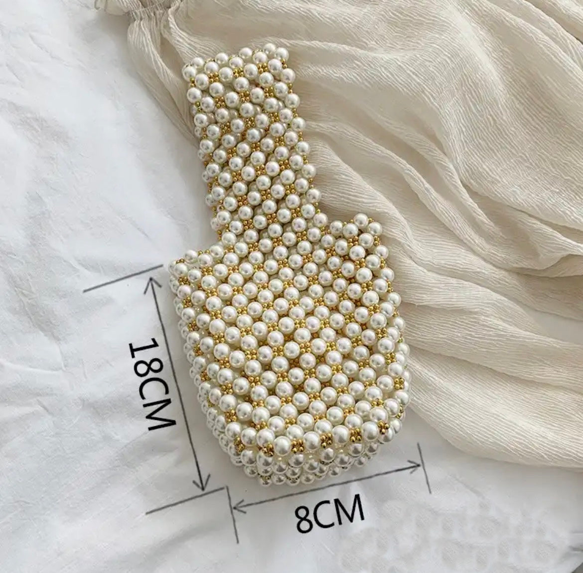 Handmade Mini Pearl Bag with Gold Details