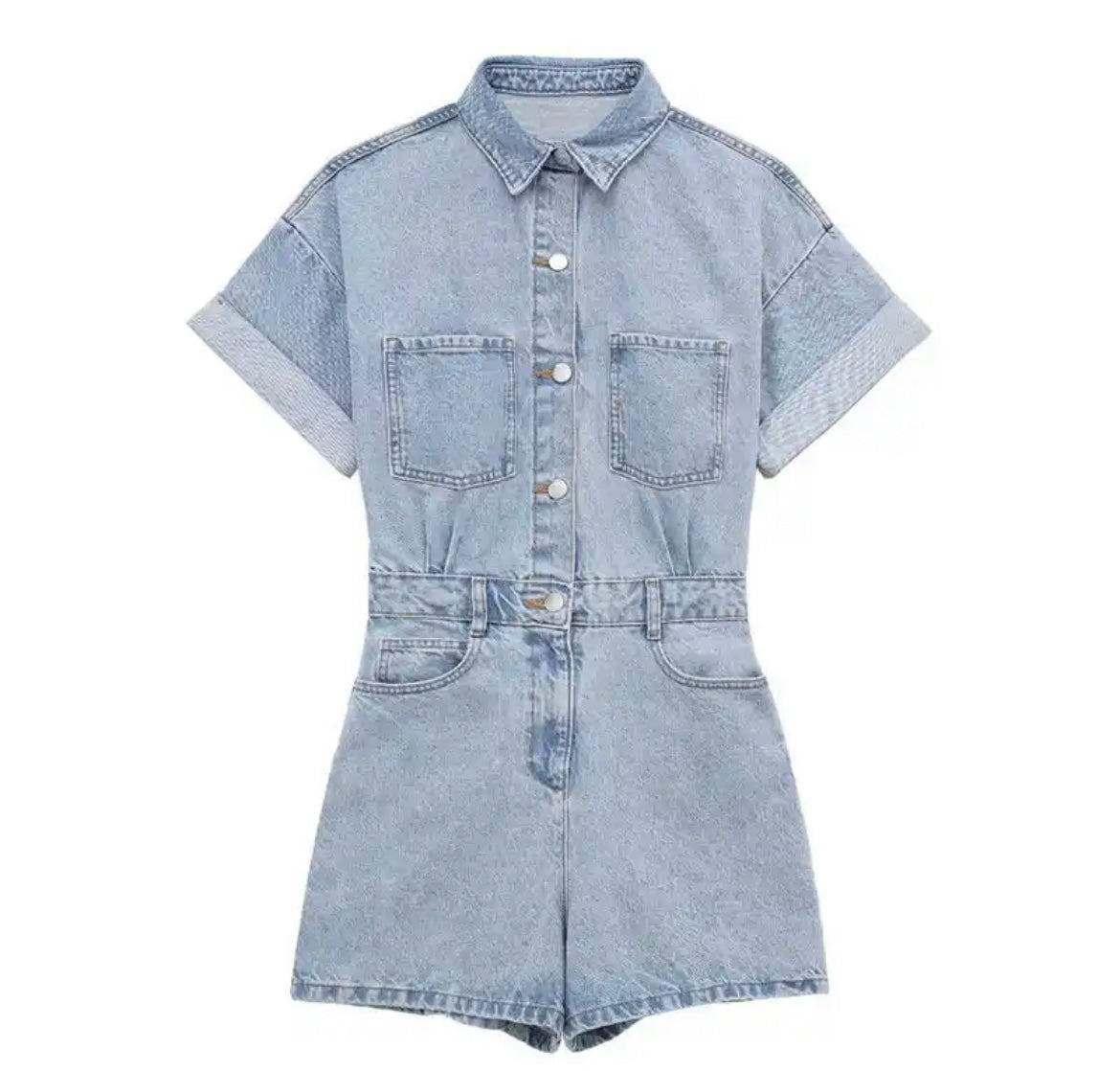 Oversized Blue Jean Romper