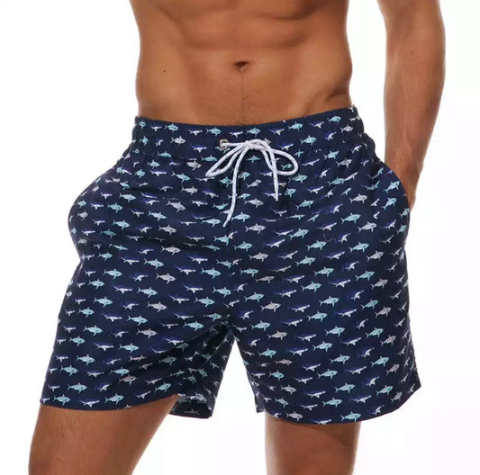 Shark Print Short Men Swimwear